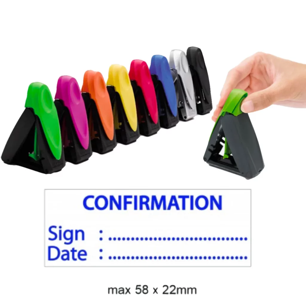 Verschiedene Taschenstempel mit Abdruck