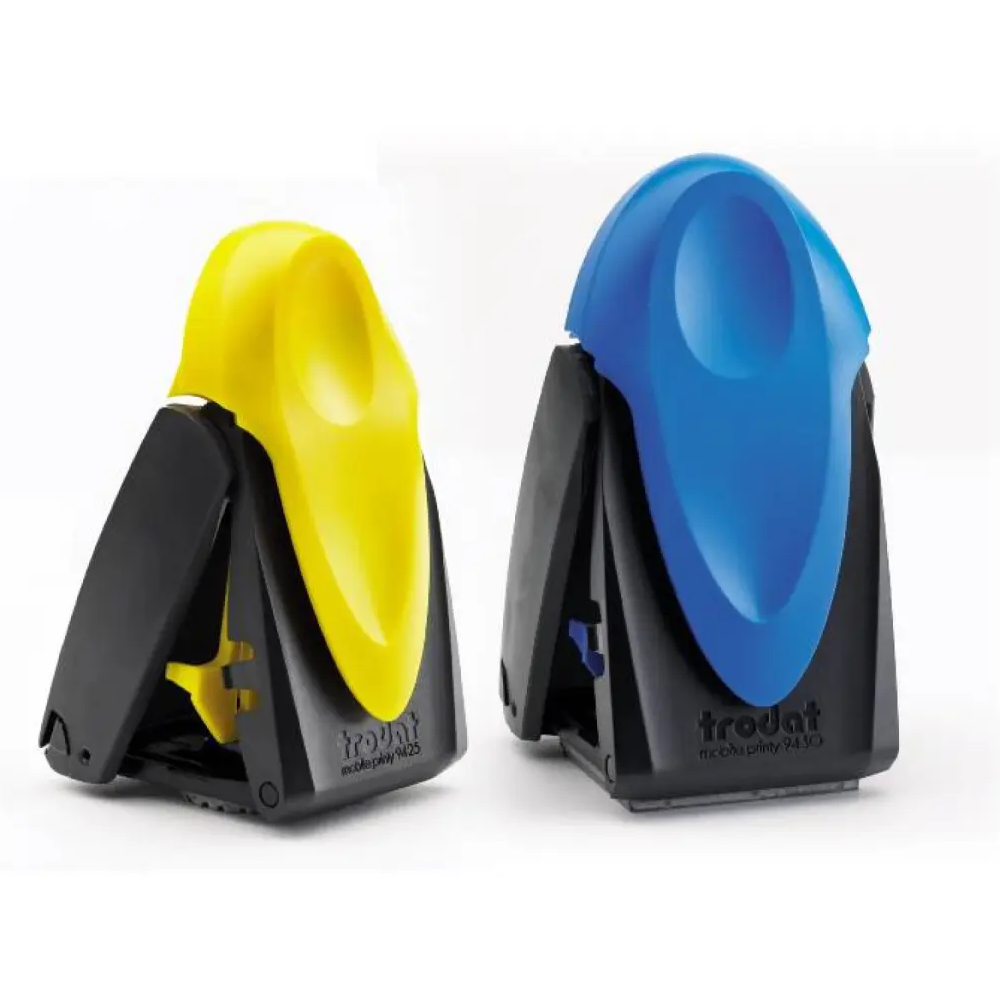 2 Taschenstempel 9430 in blau und gelb